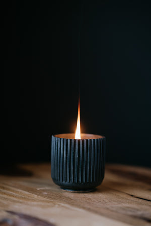Ridged Concrete Candle - made by kippen